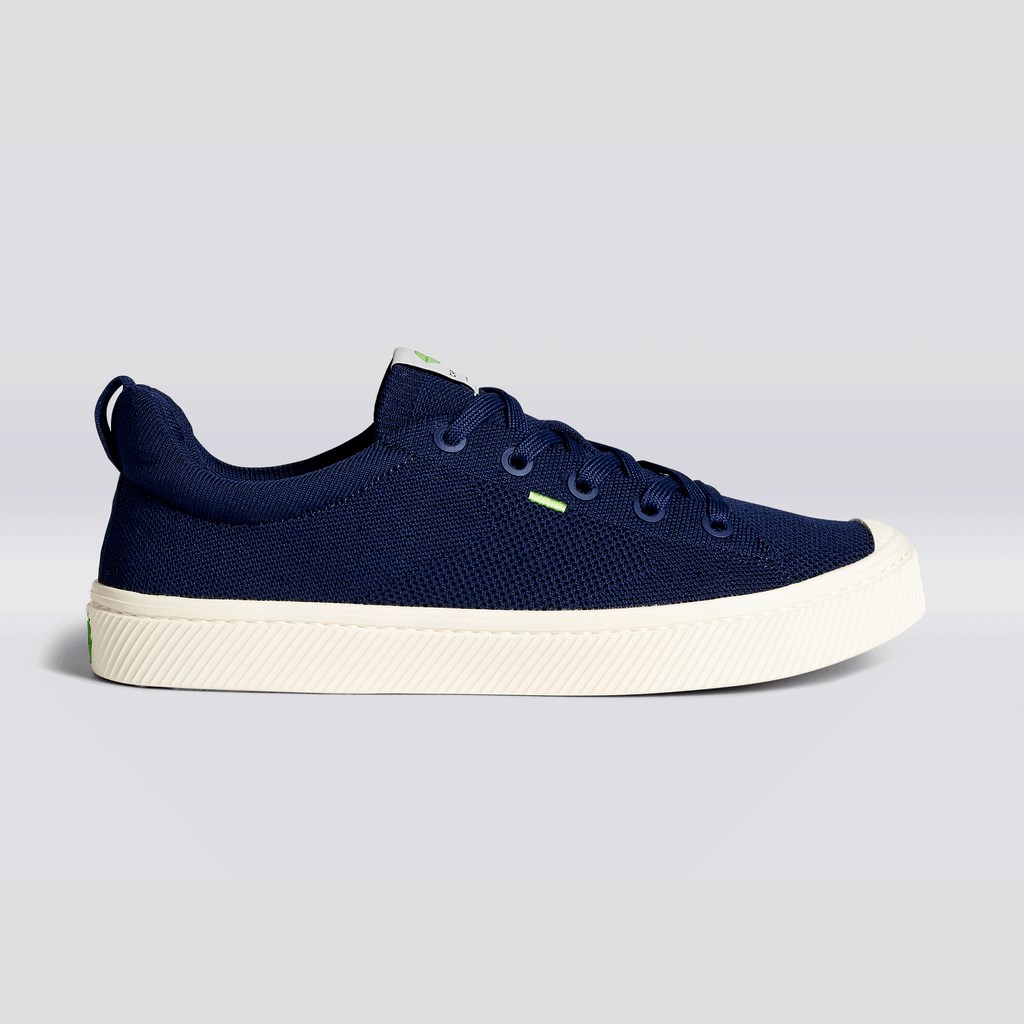 IBI Cariuma Low Top Bamboo Weave Knit Vegan Bleu Marine Homme | ICY-3583378